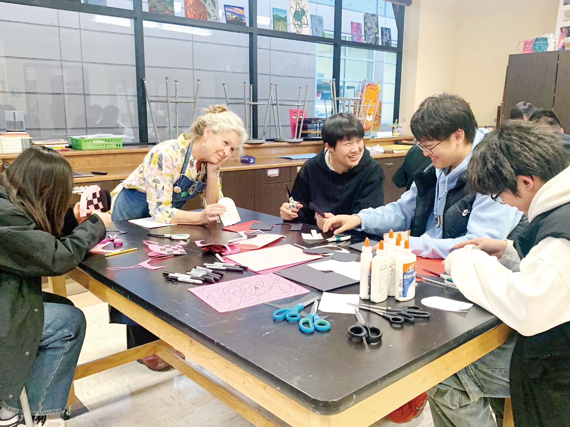 Visiting students joining an interactive classroom activity at St. Mary’s School