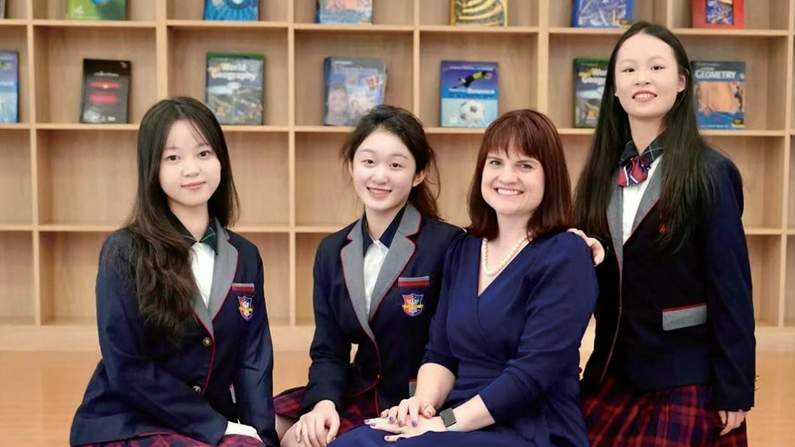 Students with an international educator at Barstow School of Ningbo