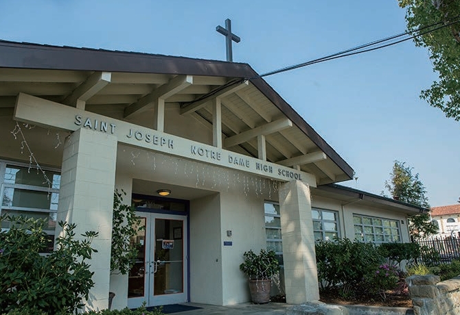 Front entrance of Saint Joseph Notre Dame High School