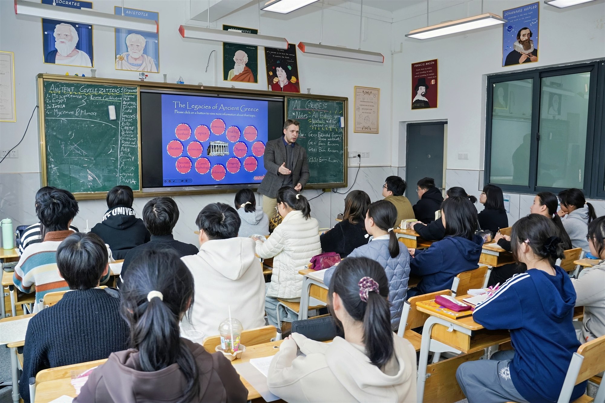 Teacher leading a class at the Wuhan No. 2 High School St. Mary’s program